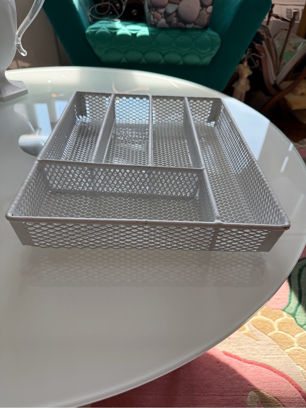 White Metal Mesh Drawer Organizer Tray